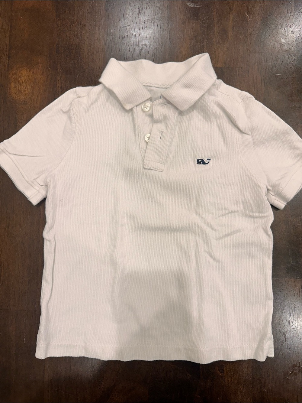 Vineyard Vines White Polo with Navy Whale Emblem